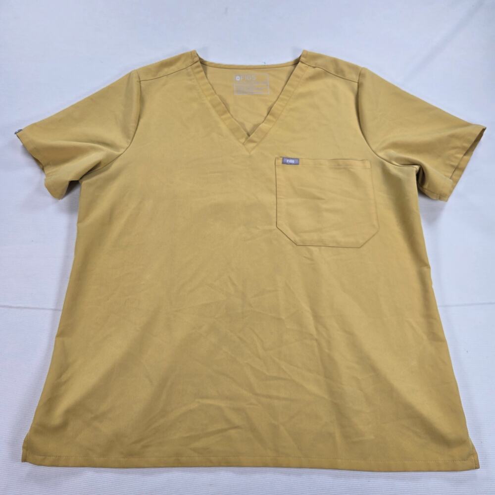 Figs Medical Casma Three Pocket Scrub Top in Light Gold Women's Size XXL